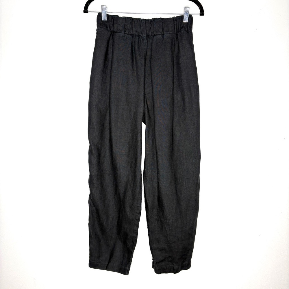 Elizabeth Suzann Andy Trouser Studio 100% Linen Midweight In Black Size S